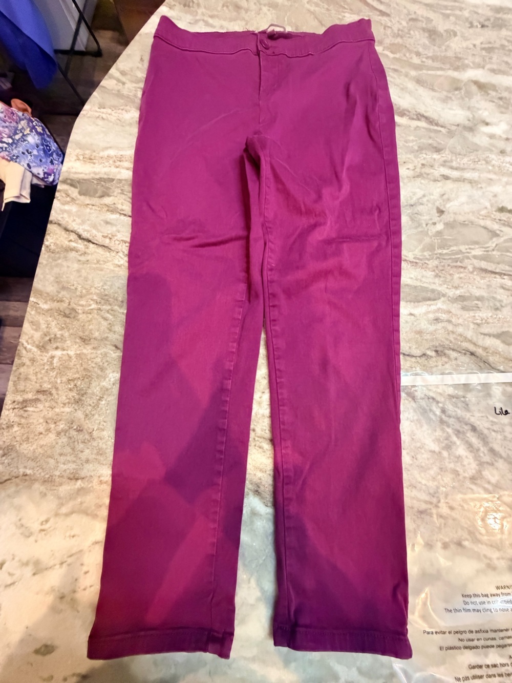 Lila Ryan Pull On Pants Womens 6 Petite Pink Magenta Straight Leg Stretch Casual